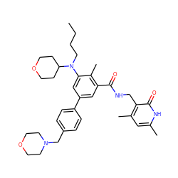 CCCCN(c1cc(-c2ccc(CN3CCOCC3)cc2)cc(C(=O)NCc2c(C)cc(C)[nH]c2=O)c1C)C1CCOCC1 ZINC000205716545