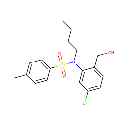 CCCCN(c1cc(Cl)ccc1CO)S(=O)(=O)c1ccc(C)cc1 ZINC000028823143