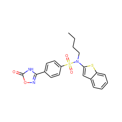 CCCCN(c1cc2ccccc2s1)S(=O)(=O)c1ccc(-c2noc(=O)[nH]2)cc1 ZINC000115230540