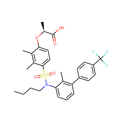 CCCCN(c1cccc(-c2ccc(C(F)(F)F)cc2)c1C)S(=O)(=O)c1ccc(O[C@@H](C)C(=O)O)c(C)c1C ZINC000071329535