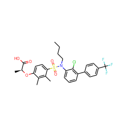 CCCCN(c1cccc(-c2ccc(C(F)(F)F)cc2)c1Cl)S(=O)(=O)c1ccc(O[C@@H](C)C(=O)O)c(C)c1C ZINC000071329201