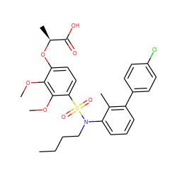 CCCCN(c1cccc(-c2ccc(Cl)cc2)c1C)S(=O)(=O)c1ccc(O[C@@H](C)C(=O)O)c(OC)c1OC ZINC000071318613