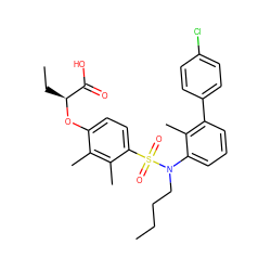 CCCCN(c1cccc(-c2ccc(Cl)cc2)c1C)S(=O)(=O)c1ccc(O[C@@H](CC)C(=O)O)c(C)c1C ZINC000071319345