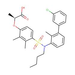 CCCCN(c1cccc(-c2cccc(Cl)c2)c1C)S(=O)(=O)c1ccc(O[C@@H](C)C(=O)O)c(C)c1C ZINC000071296842