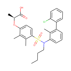 CCCCN(c1cccc(-c2ccccc2Cl)c1C)S(=O)(=O)c1ccc(O[C@@H](C)C(=O)O)c(C)c1C ZINC000071329597