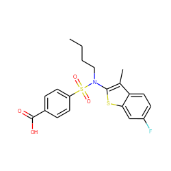 CCCCN(c1sc2cc(F)ccc2c1C)S(=O)(=O)c1ccc(C(=O)O)cc1 ZINC000115232586