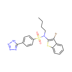 CCCCN(c1sc2ccccc2c1Br)S(=O)(=O)c1ccc(-c2nnn[nH]2)cc1 ZINC000115230941