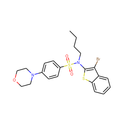 CCCCN(c1sc2ccccc2c1Br)S(=O)(=O)c1ccc(N2CCOCC2)cc1 ZINC000115231771