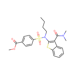 CCCCN(c1sc2ccccc2c1C(=O)N(C)C)S(=O)(=O)c1ccc(C(=O)OC)cc1 ZINC000115231655