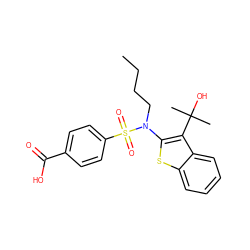 CCCCN(c1sc2ccccc2c1C(C)(C)O)S(=O)(=O)c1ccc(C(=O)O)cc1 ZINC000115231212