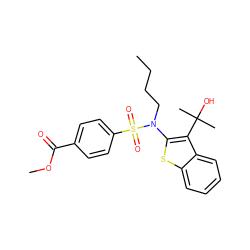 CCCCN(c1sc2ccccc2c1C(C)(C)O)S(=O)(=O)c1ccc(C(=O)OC)cc1 ZINC000115234078