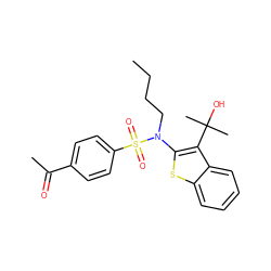 CCCCN(c1sc2ccccc2c1C(C)(C)O)S(=O)(=O)c1ccc(C(C)=O)cc1 ZINC000115228775