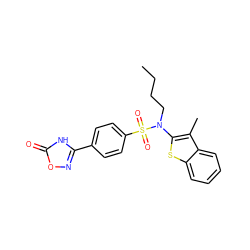 CCCCN(c1sc2ccccc2c1C)S(=O)(=O)c1ccc(-c2noc(=O)[nH]2)cc1 ZINC000115234483