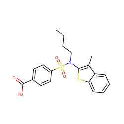 CCCCN(c1sc2ccccc2c1C)S(=O)(=O)c1ccc(C(=O)O)cc1 ZINC000115234065