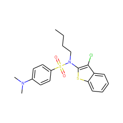 CCCCN(c1sc2ccccc2c1Cl)S(=O)(=O)c1ccc(N(C)C)cc1 ZINC000115232551