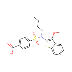 CCCCN(c1sc2ccccc2c1OC)S(=O)(=O)c1ccc(C(=O)O)cc1 ZINC000115231584