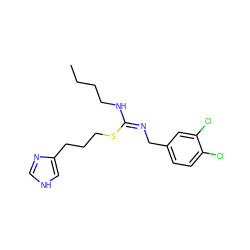 CCCCN/C(=N/Cc1ccc(Cl)c(Cl)c1)SCCCc1c[nH]cn1 ZINC000073156075