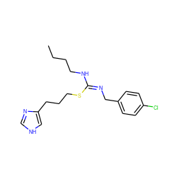 CCCCN/C(=N/Cc1ccc(Cl)cc1)SCCCc1c[nH]cn1 ZINC000073169939