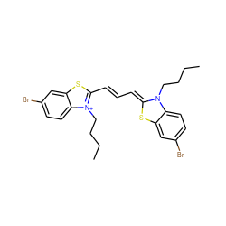 CCCCN1/C(=C/C=C/c2sc3cc(Br)ccc3[n+]2CCCC)Sc2cc(Br)ccc21 ZINC000299844645