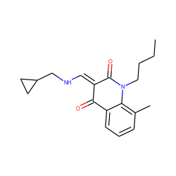 CCCCN1C(=O)/C(=C/NCC2CC2)C(=O)c2cccc(C)c21 ZINC000473107742