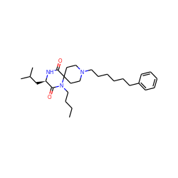 CCCCN1C(=O)[C@@H](CC(C)C)NC(=O)C12CCN(CCCCCCc1ccccc1)CC2 ZINC000032063522