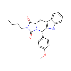 CCCCN1C(=O)[C@@H]2Cc3c([nH]c4ccccc34)[C@H](c3ccc(OC)cc3)N2C1=O ZINC000022204868