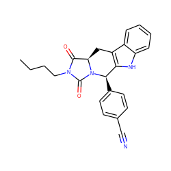 CCCCN1C(=O)[C@H]2Cc3c([nH]c4ccccc34)[C@@H](c3ccc(C#N)cc3)N2C1=O ZINC000013527938