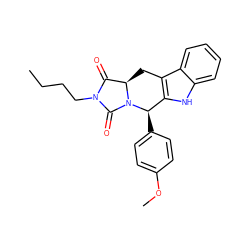 CCCCN1C(=O)[C@H]2Cc3c([nH]c4ccccc34)[C@@H](c3ccc(OC)cc3)N2C1=O ZINC000001550701