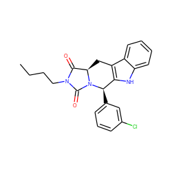 CCCCN1C(=O)[C@H]2Cc3c([nH]c4ccccc34)[C@@H](c3cccc(Cl)c3)N2C1=O ZINC000013527923