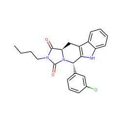 CCCCN1C(=O)[C@H]2Cc3c([nH]c4ccccc34)[C@H](c3cccc(Cl)c3)N2C1=O ZINC000013527926