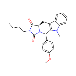 CCCCN1C(=O)[C@H]2Cc3c(n(C)c4ccccc34)[C@H](c3ccc(OC)cc3)N2C1=O ZINC000013527949