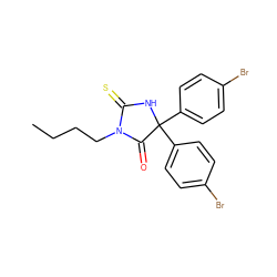 CCCCN1C(=O)C(c2ccc(Br)cc2)(c2ccc(Br)cc2)NC1=S ZINC000013642241