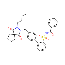 CCCCN1C(=O)C2(CCCC2)C(=O)N1Cc1ccc(-c2ccccc2S(=O)(=O)NC(=O)c2ccccc2)cc1 ZINC000026647922