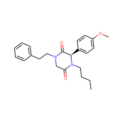 CCCCN1C(=O)CN(CCc2ccccc2)C(=O)[C@H]1c1ccc(OC)cc1 ZINC000004035760