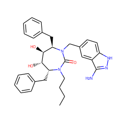 CCCCN1C(=O)N(Cc2ccc3[nH]nc(N)c3c2)[C@H](Cc2ccccc2)[C@H](O)[C@@H](O)[C@H]1Cc1ccccc1 ZINC000003935722