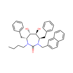 CCCCN1C(=O)N(Cc2ccc3ccccc3c2)[C@H](Cc2ccccc2)[C@H](O)[C@@H](O)[C@H]1Cc1ccccc1 ZINC000014946453