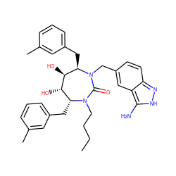 CCCCN1C(=O)N(Cc2ccc3n[nH]c(N)c3c2)[C@H](Cc2cccc(C)c2)[C@H](O)[C@@H](O)[C@H]1Cc1cccc(C)c1 ZINC000027658011