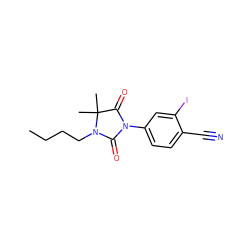 CCCCN1C(=O)N(c2ccc(C#N)c(I)c2)C(=O)C1(C)C ZINC000028384400