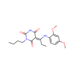 CCCCN1C(=O)NC(=O)/C(=C(/CC)Nc2ccc(OC)cc2OC)C1=O ZINC000009009280