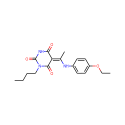 CCCCN1C(=O)NC(=O)/C(=C(\C)Nc2ccc(OCC)cc2)C1=O ZINC000013758297