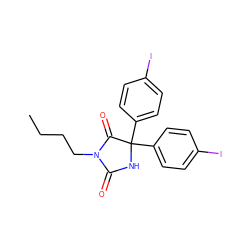 CCCCN1C(=O)NC(c2ccc(I)cc2)(c2ccc(I)cc2)C1=O ZINC000028474186