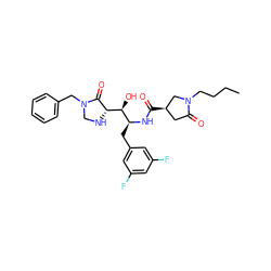 CCCCN1C[C@H](C(=O)N[C@@H](Cc2cc(F)cc(F)c2)[C@H](O)[C@@H]2NCN(Cc3ccccc3)C2=O)CC1=O ZINC000049878469