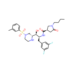 CCCCN1C[C@H](C(=O)N[C@@H](Cc2cc(F)cc(F)c2)[C@H](O)[C@H]2CN(S(=O)(=O)c3cccc(C)c3)CCN2)CC1=O ZINC000049793786