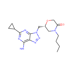 CCCCN1C[C@H](Cn2nnc3c(N)nc(C4CC4)nc32)OCC1=O ZINC000084690965