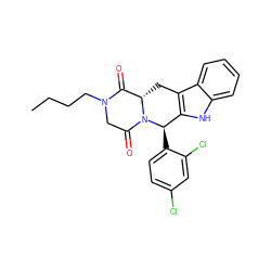 CCCCN1CC(=O)N2[C@@H](Cc3c([nH]c4ccccc34)[C@H]2c2ccc(Cl)cc2Cl)C1=O ZINC000066111494