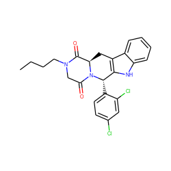 CCCCN1CC(=O)N2[C@@H](c3ccc(Cl)cc3Cl)c3[nH]c4ccccc4c3C[C@@H]2C1=O ZINC000066111492