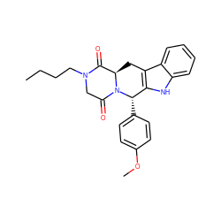 CCCCN1CC(=O)N2[C@@H](c3ccc(OC)cc3)c3[nH]c4ccccc4c3C[C@@H]2C1=O ZINC000006310440