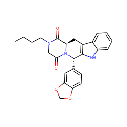 CCCCN1CC(=O)N2[C@@H](c3ccc4c(c3)OCO4)c3[nH]c4ccccc4c3C[C@@H]2C1=O ZINC000013528001