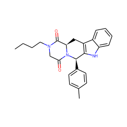 CCCCN1CC(=O)N2[C@H](Cc3c([nH]c4ccccc34)[C@H]2c2ccc(C)cc2)C1=O ZINC000013528006