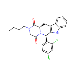 CCCCN1CC(=O)N2[C@H](Cc3c([nH]c4ccccc34)[C@H]2c2ccc(Cl)cc2Cl)C1=O ZINC000066104673